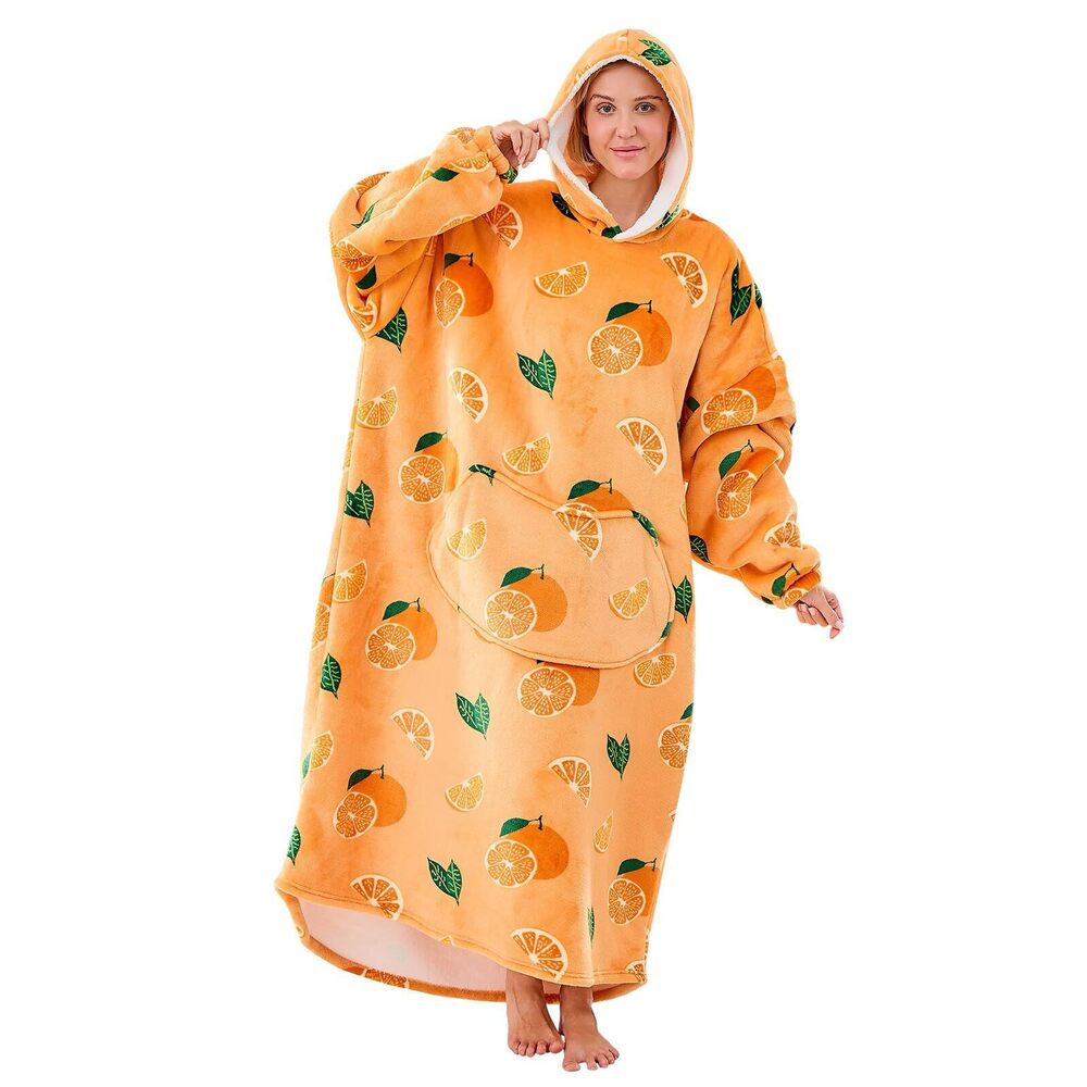 6819 Wearable Blanket Hoodie Oversized Thick Hooded Blanket for Adult Long